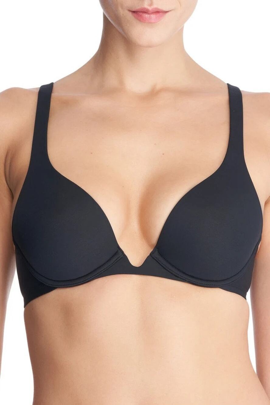Natori Women's 34C Black Verge Convertible Plunge T-Shirt Bra Elegant C27-4